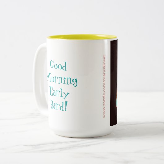 解放されたワタリガラスのヴィンテージの写真のコーヒーティーカップのマグ ツートーンマグカップ (正面左)