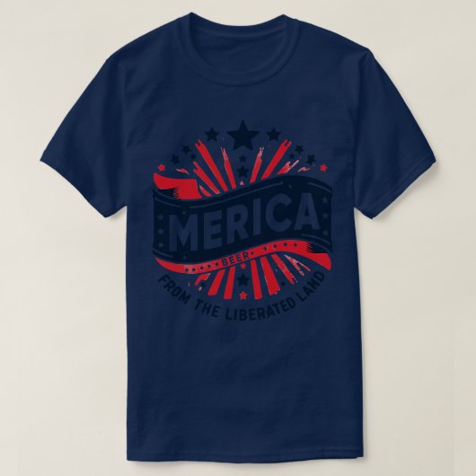 解放された土地から生まれたメリカビール Tシャツ (デザイン正面)