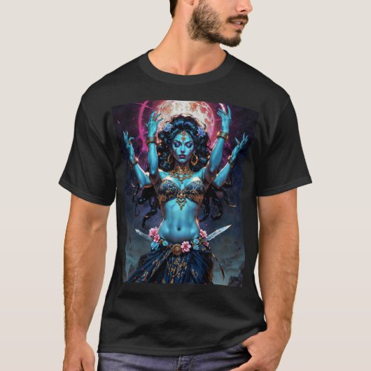解放の母カリ・ドゥルガー女神 Tシャツ (正面)