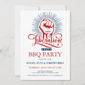 解放記念日の花火 BBQ パーティー招待状 招待状 (正面)