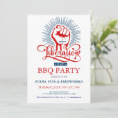 解放記念日の花火 BBQ パーティー招待状 招待状 (スタンド正面)