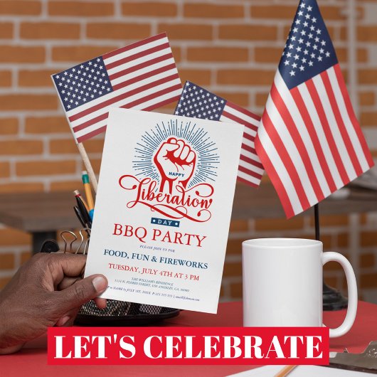 解放記念日花火BBQパーティー招待状 招待状