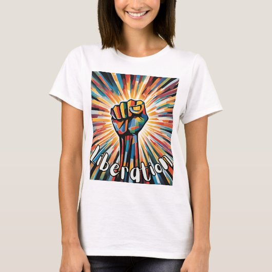 "解放"Tシャツ - 団結の力強いシンボル Tシャツ (正面)