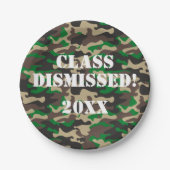解雇された迷彩柄の卒業党 ペーパープレート (正面)