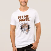 触ってくれるかな 可愛い猫 トライブレンドＴシャツ (正面)