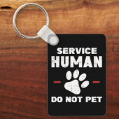触らないで サービス中の人 冗談犬グッズ 犬好きプレゼント キーホルダー (正面)