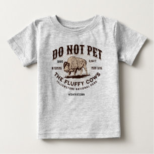触らないで フワフワ牛 イエローストーン バイソン ジョークTシャツ ベビーTシャツ