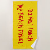 "触れないで下さい私のビーチタオルに!" 黄色及び赤 ビーチタオル (正面)