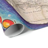 触手の濃紺の地図のヴィンテージ ラッピングペーパー (ロールコーナー)