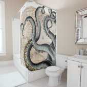 触手の灰色の地図のヴィンテージ シャワーカーテン (インサイチュ)