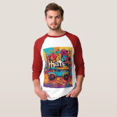 触手スタイルアフロビートタイポグラフィ Tシャツ (正面フル)