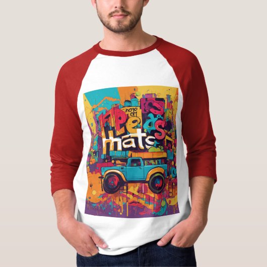 触手スタイルアフロビートタイポグラフィ Tシャツ (正面)