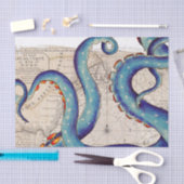 触手ダークブルーマップヴィンテージ 薄葉紙 (クラフト)