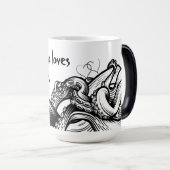 触手モンスターブックトッカスタマイズク文字または名前 モーフィングマグカップ (正面右)