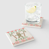 言います焼いたになろうジンジャーブレッドマン ストーンコースター (横)