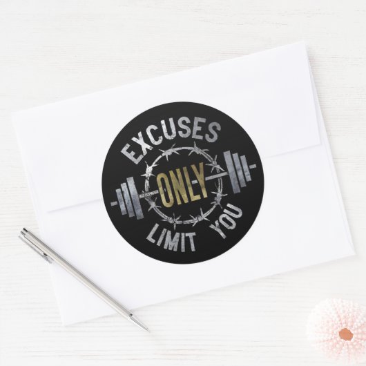 言い訳なしやる気を起こさせるジムトレーニングとフィットネス ラウンドシール (封筒)