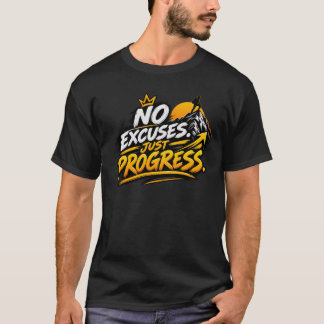 言い訳なし 前進あるのみ マウンテンモチベーション Tシャツ