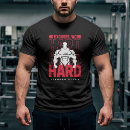 言い訳なし、努力は報われる フィットネスジム モチベーション Tシャツ