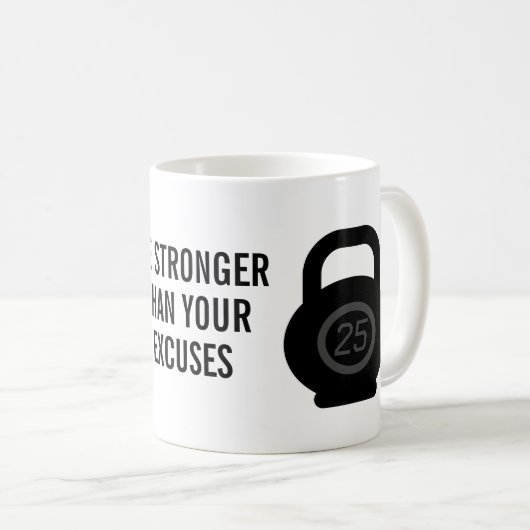 言い訳のフィットネスより強くやる気を起こさせるなる コーヒーマグカップ (正面右)