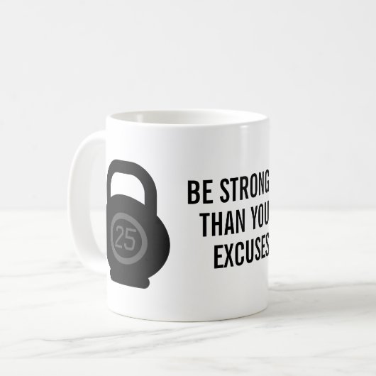 言い訳のフィットネスより強くやる気を起こさせるなる コーヒーマグカップ (正面左)