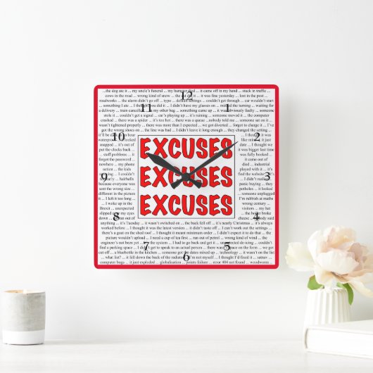 言い訳の言い訳の壁時計 スクエア壁時計 (ホーム)