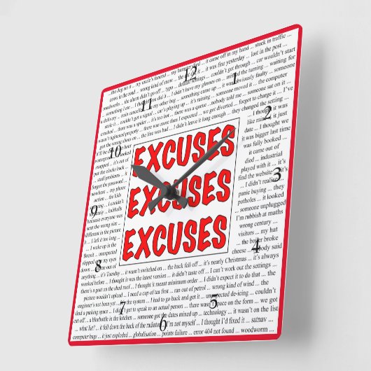 言い訳の言い訳の壁時計 スクエア壁時計 (傾斜)