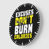 言い訳はカロリーを燃やさない – トレーニング やる気を起こさせる ラージ壁時計 (傾斜)