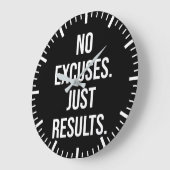 言い訳も結果も – やる気を起こさせる ラージ壁時計 (傾斜)