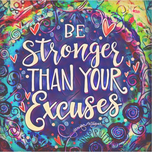 言い訳よりも強いおもしろいブルー感光ステッカー シール (正面)