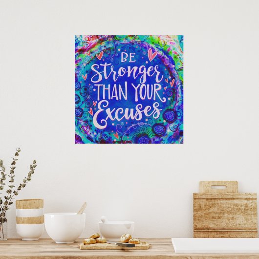 言い訳よりも強いかわいらし引用文 ポスター (キッチン)