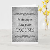 言い訳より強く – 前向き引用文 カード (黄色い花)