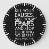 言い訳を消せやる気を起こさせる- ラージ壁時計 (正面)