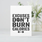 言い訳カロリーを燃やさないおもしろいフィットネスジムギフト サンキューカード (スタンド正面)