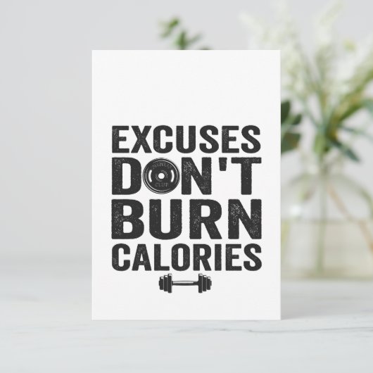 言い訳カロリーを燃やさないおもしろいフィットネスジムギフト サンキューカード (スタンド正面)