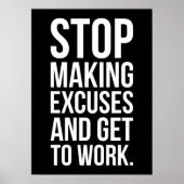 言い訳ストップ – 成功のポスやる気を起こさせるター ポスター (正面)