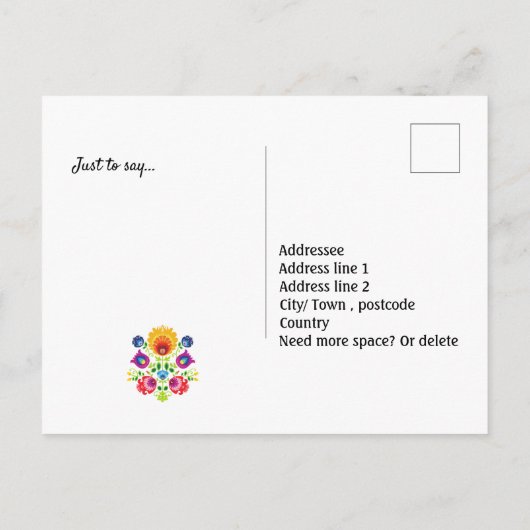 言うだけで…カスタマイズ可能な民俗絵はがき ポストカード (裏面)