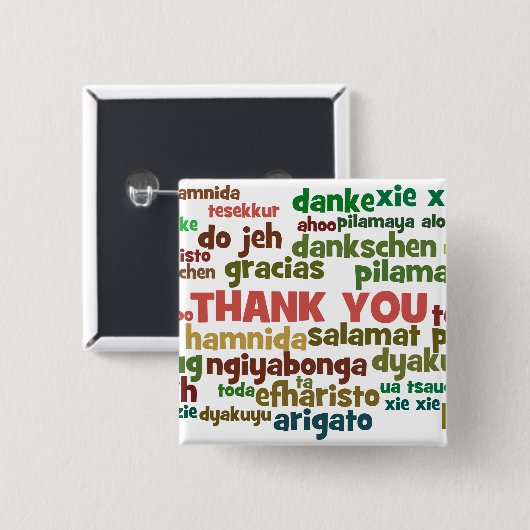 言う多数の方法は多くの言語の感謝していしています 缶バッジ (正面&裏面)