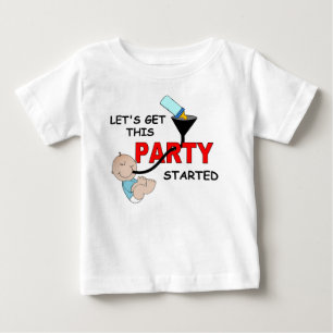 言っているおもしろいなベビー始まるパーティー ベビーTシャツ