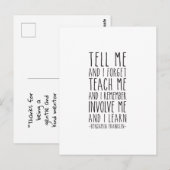 言って聞かせても私は忘れる、ベンジャミン・フランクリンの引用 ポストカード (正面/裏面)