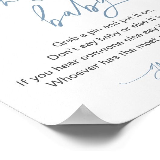 言わないベビーゲームtwinkleスター赤ちゃんシャワー男の子 ポスター (角)