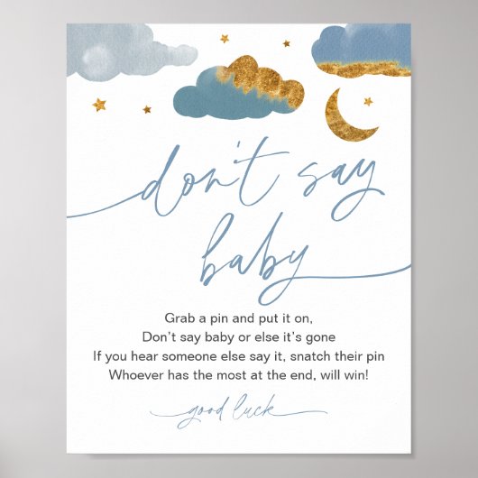 言わないベビーゲームtwinkleスター赤ちゃんシャワー男の子 ポスター (正面)