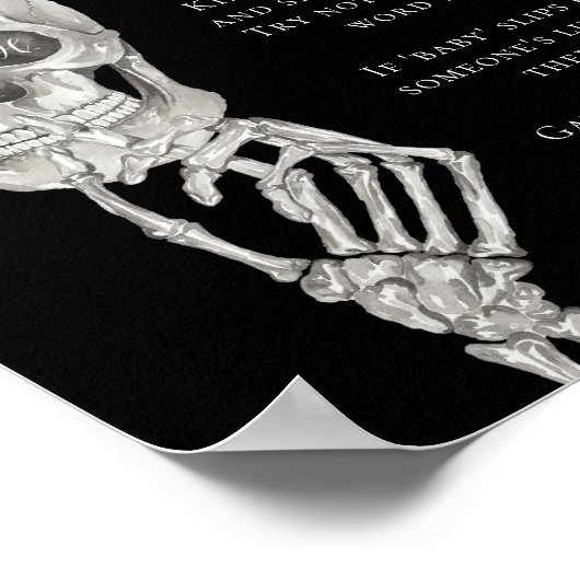 言わないベビーゴシックフローラスカル赤ちゃんシャワー ポスター (角)