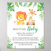 言わないベビーピンゲームジャングルサファリベイビーシャワー ポスター (正面)