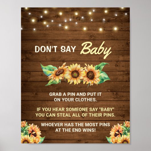 言わないベビーピンゲーム秋ニュートラル素朴シャワー ポスター (正面)