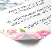 言わないベビーピンゲーム象ベビーガールシャワー ポスター (角)