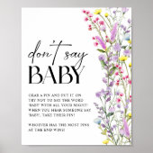 言わないベビーボホワイルドフラワーフローラ赤ちゃんシャワー ポスター (正面)