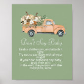 言わないベビー秋カボチャ古いヴィンテージトラック ポスター (正面)