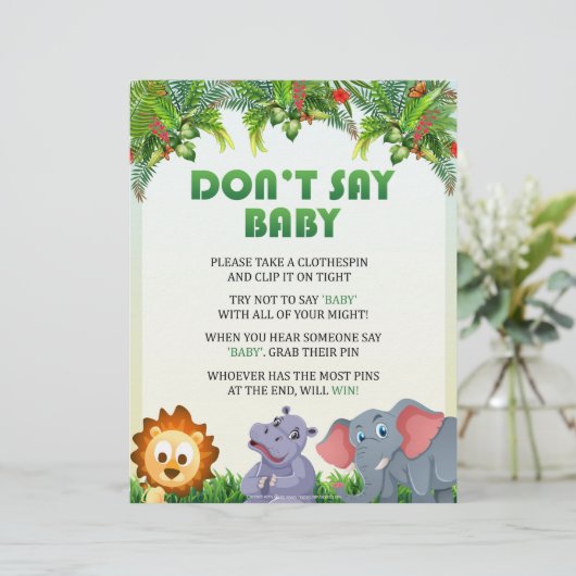 言わないベビー赤ちゃんシャワーゲーム[動物のテーマ] レターヘッド (スタンド正面)