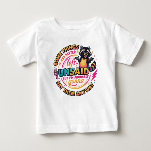 言わぬが花 たぬきの名言 ベビーTシャツ (正面)