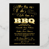 言われたらバーベキューしよう!結婚実在 箔招待状 (正面)